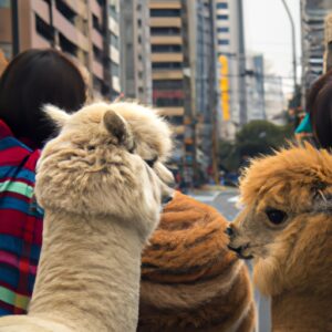 Des alpagas doux et promeneurs de rue réconfortent les résidents de Tokyo.