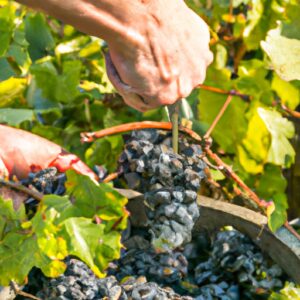 La récolte de raisin dans la vallée de la Loire en France