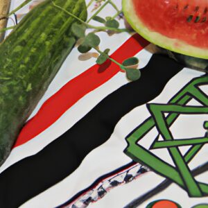 Symboles palestiniens : keffieh, branche d’olivier, pastèque et autres.